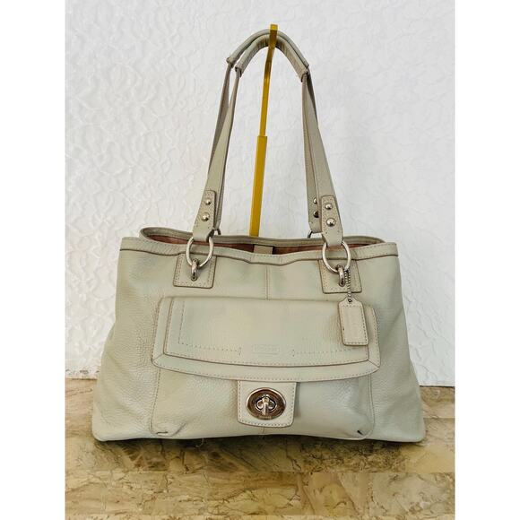 Coach penelope light gray pebble Leather Satchel BAG PURSE shoulder bag F19044 - Picture 2 of 10